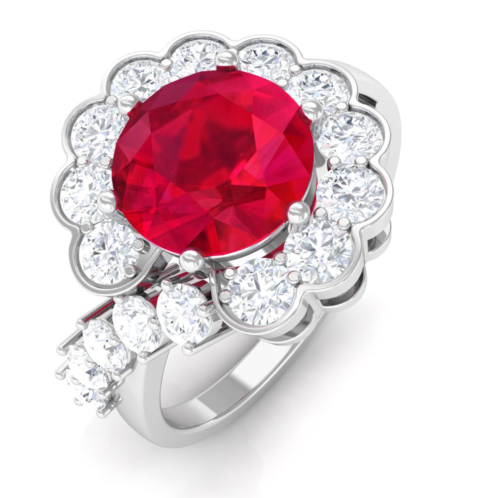 Vibrant Grown Labs-Lab Grown Ruby Minimal Promise Ring with Halo