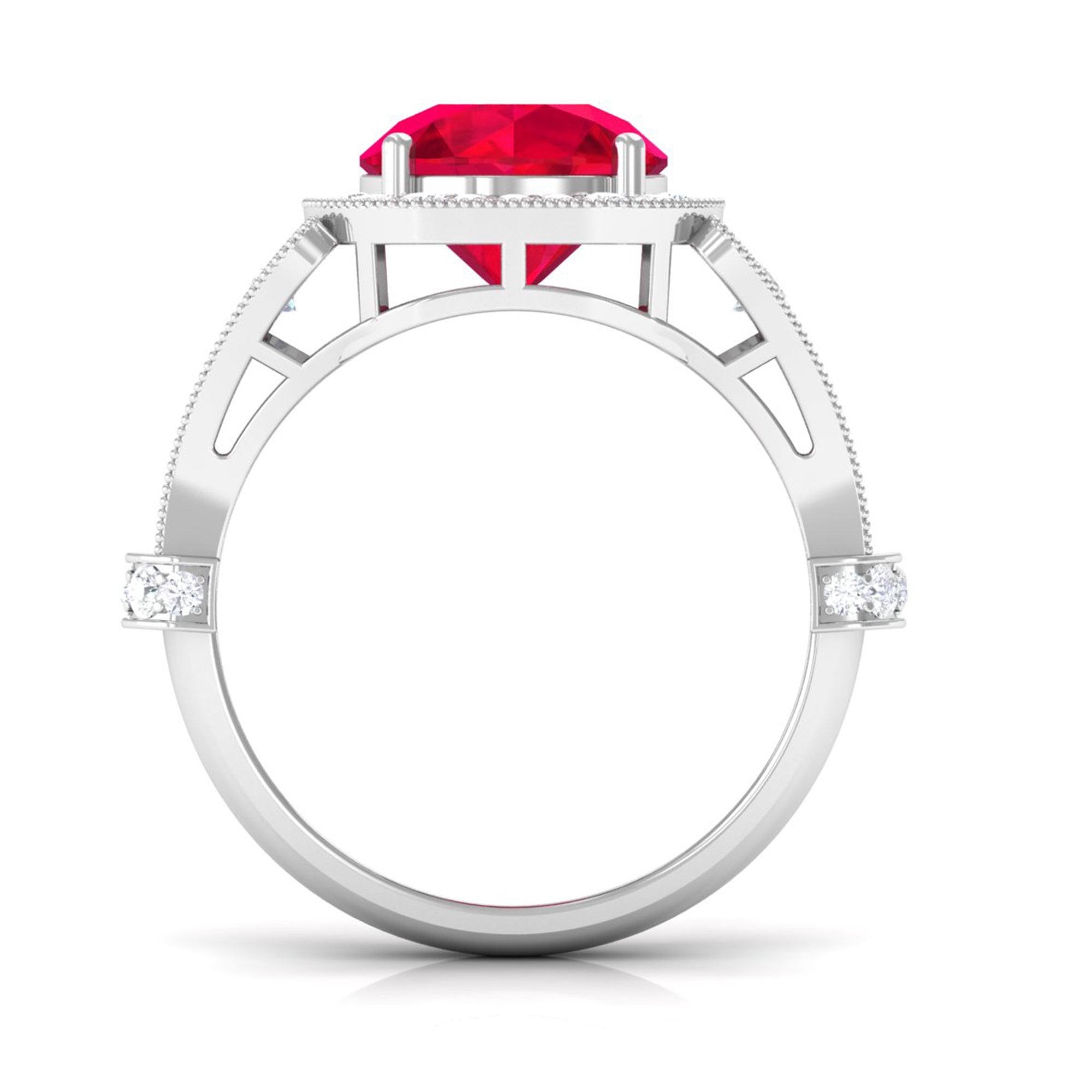 Vibrant Grown Labs-Classic Lab Grown Ruby Engagement Ring