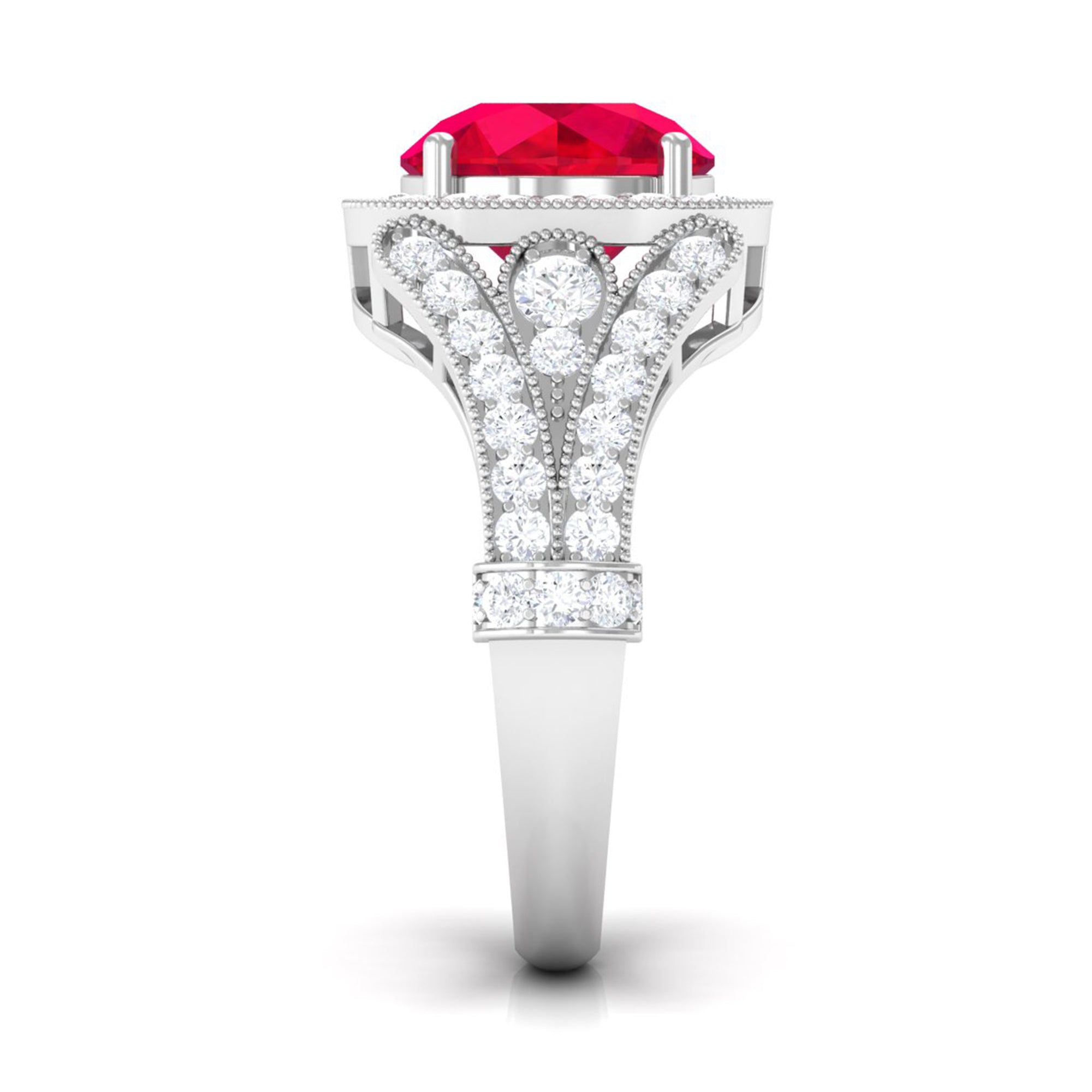 Vibrant Grown Labs-Classic Lab Grown Ruby Engagement Ring