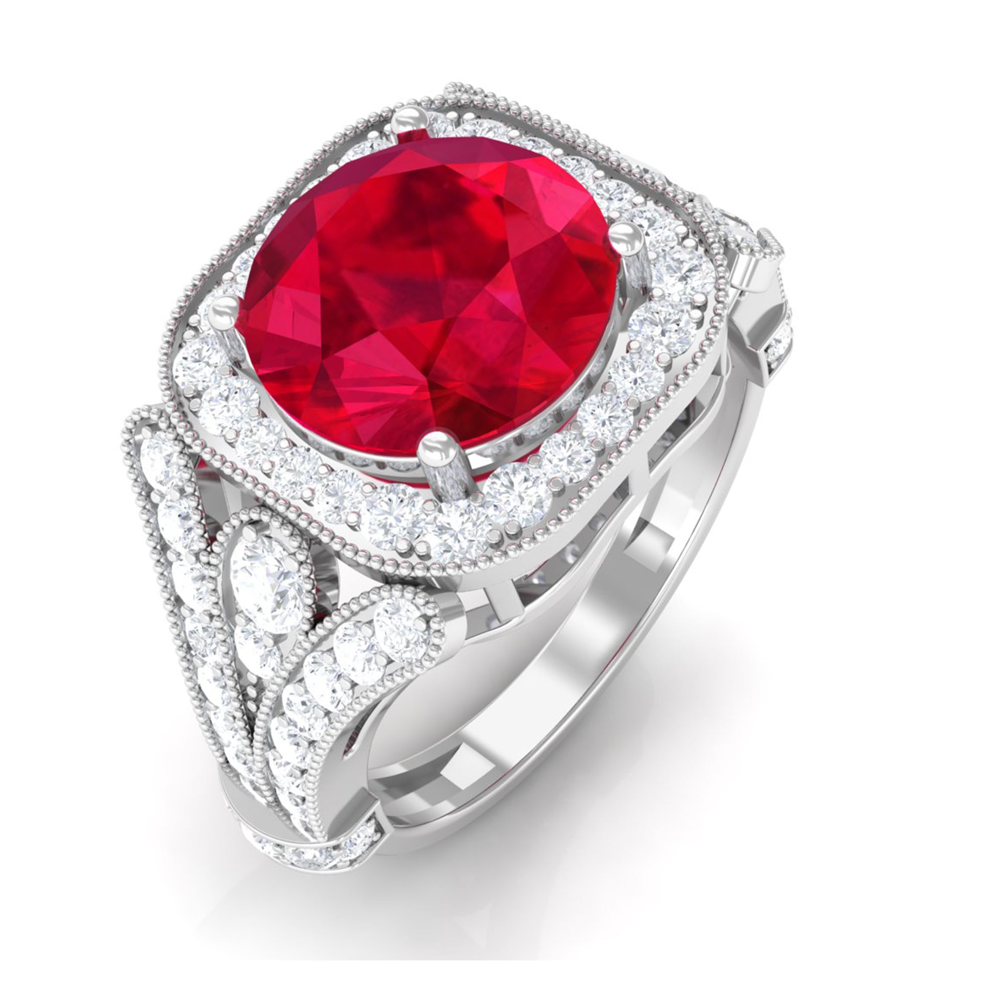 Vibrant Grown Labs-Classic Lab Grown Ruby Engagement Ring