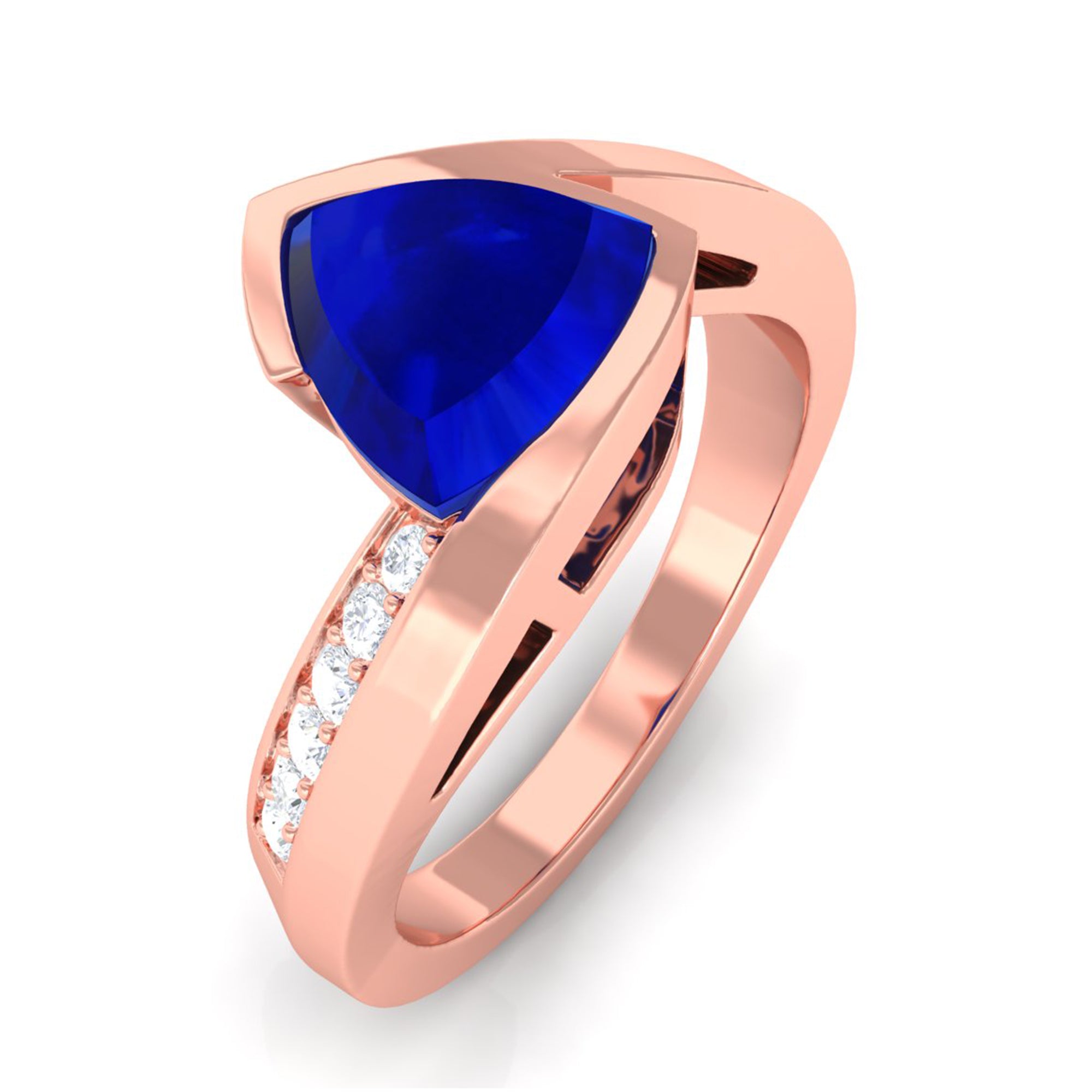 Vibrant Grown Labs-Classic Lab Grown Blue Sapphire Engagement Ring for Women