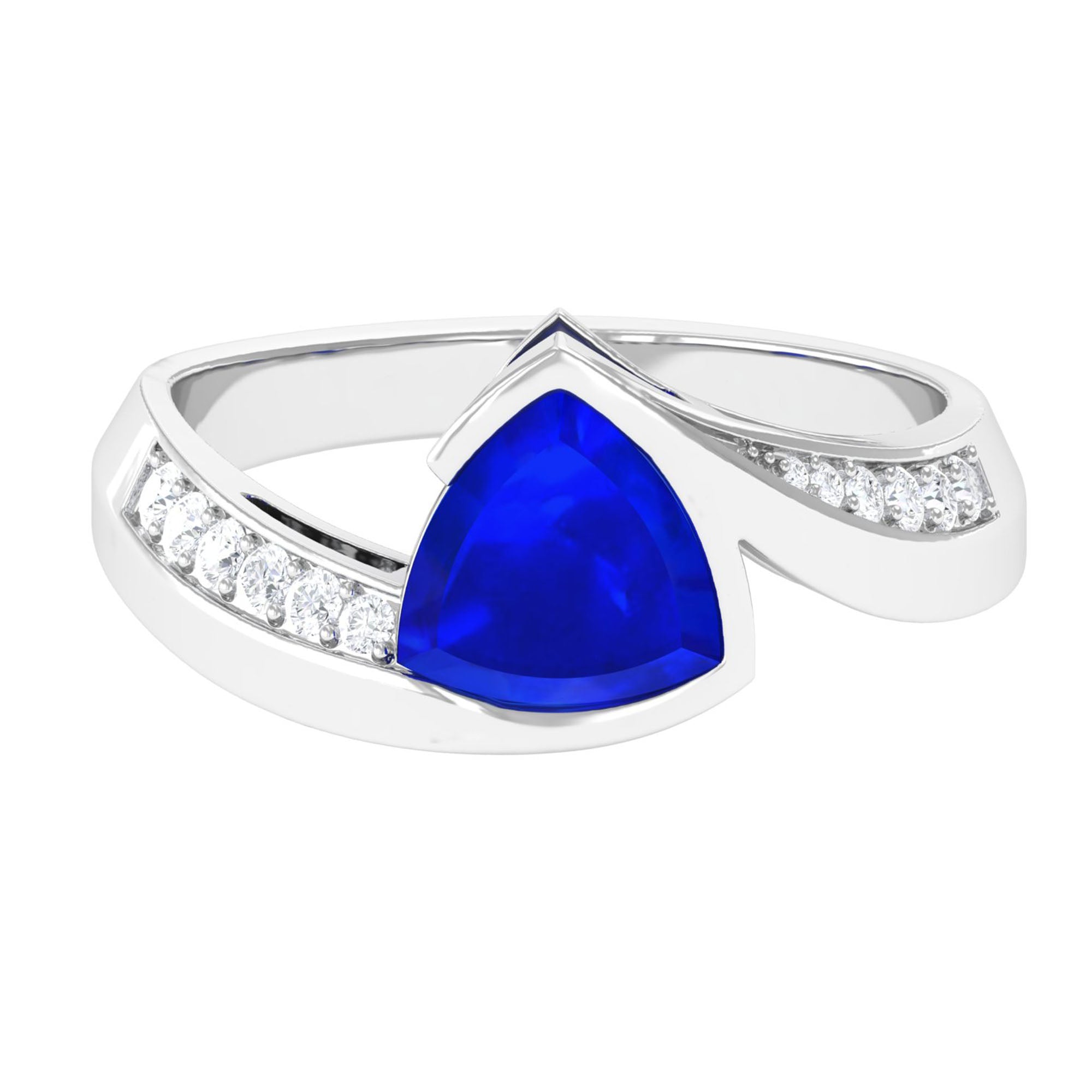 Vibrant Grown Labs-Classic Lab Grown Blue Sapphire Engagement Ring for Women