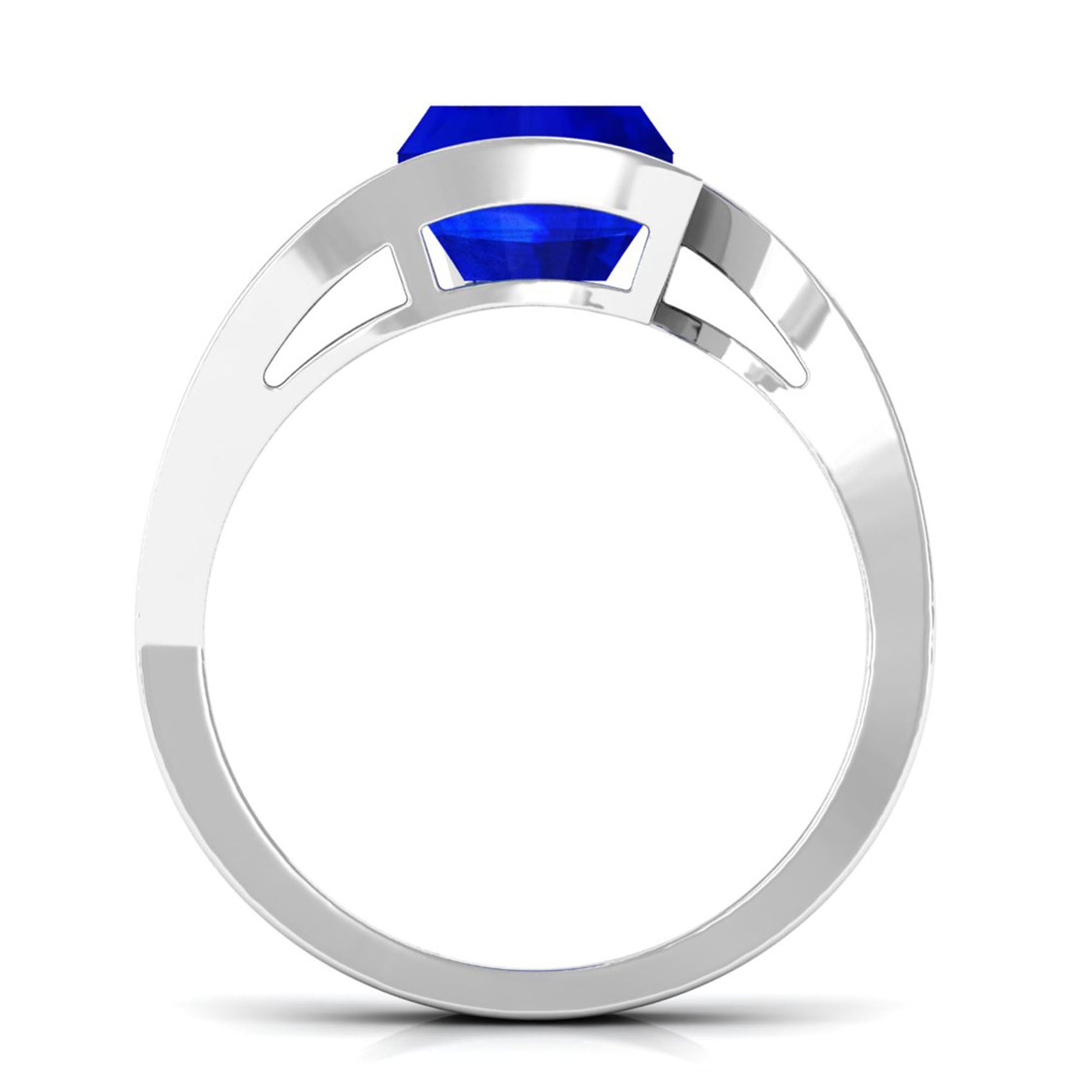 Vibrant Grown Labs-Classic Lab Grown Blue Sapphire Engagement Ring for Women