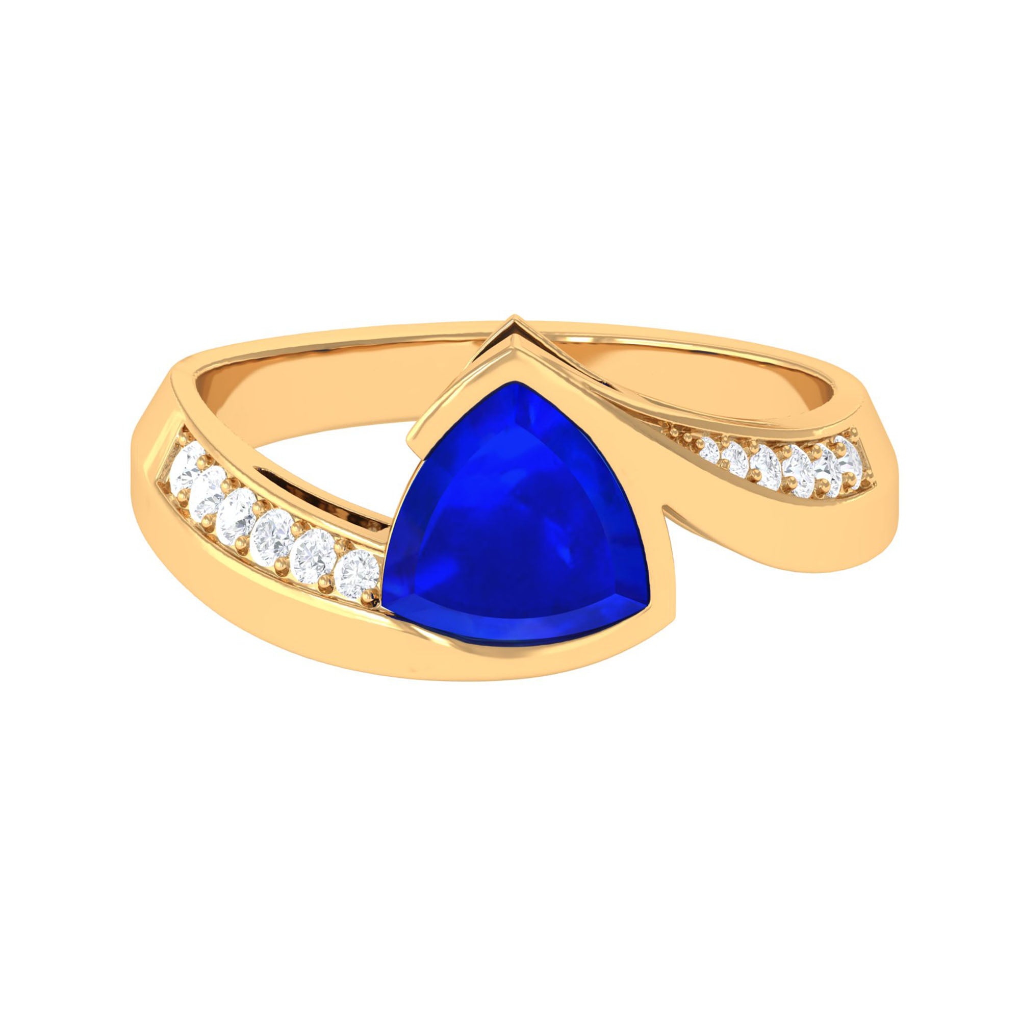 Vibrant Grown Labs-Classic Lab Grown Blue Sapphire Engagement Ring for Women