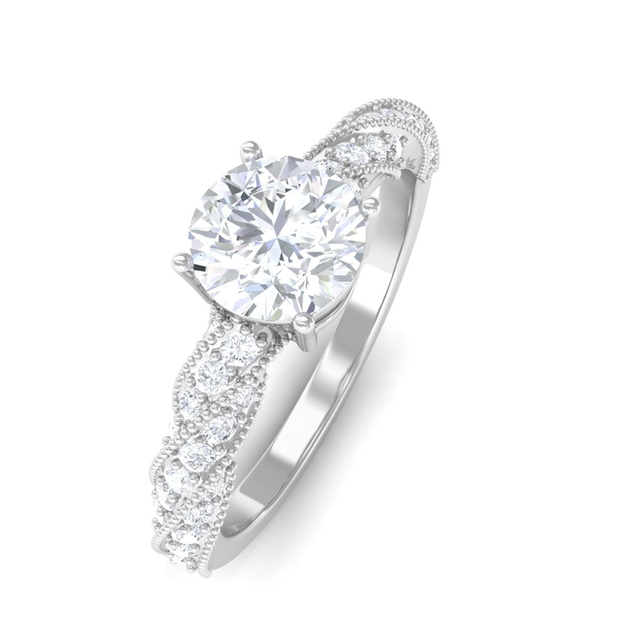 Round Shape Lab Grown Diamond Solitaire Engagement Ring Lab Grown Diamond - ( EF-VS ) - Color and Clarity - Vibrant Grown Labs