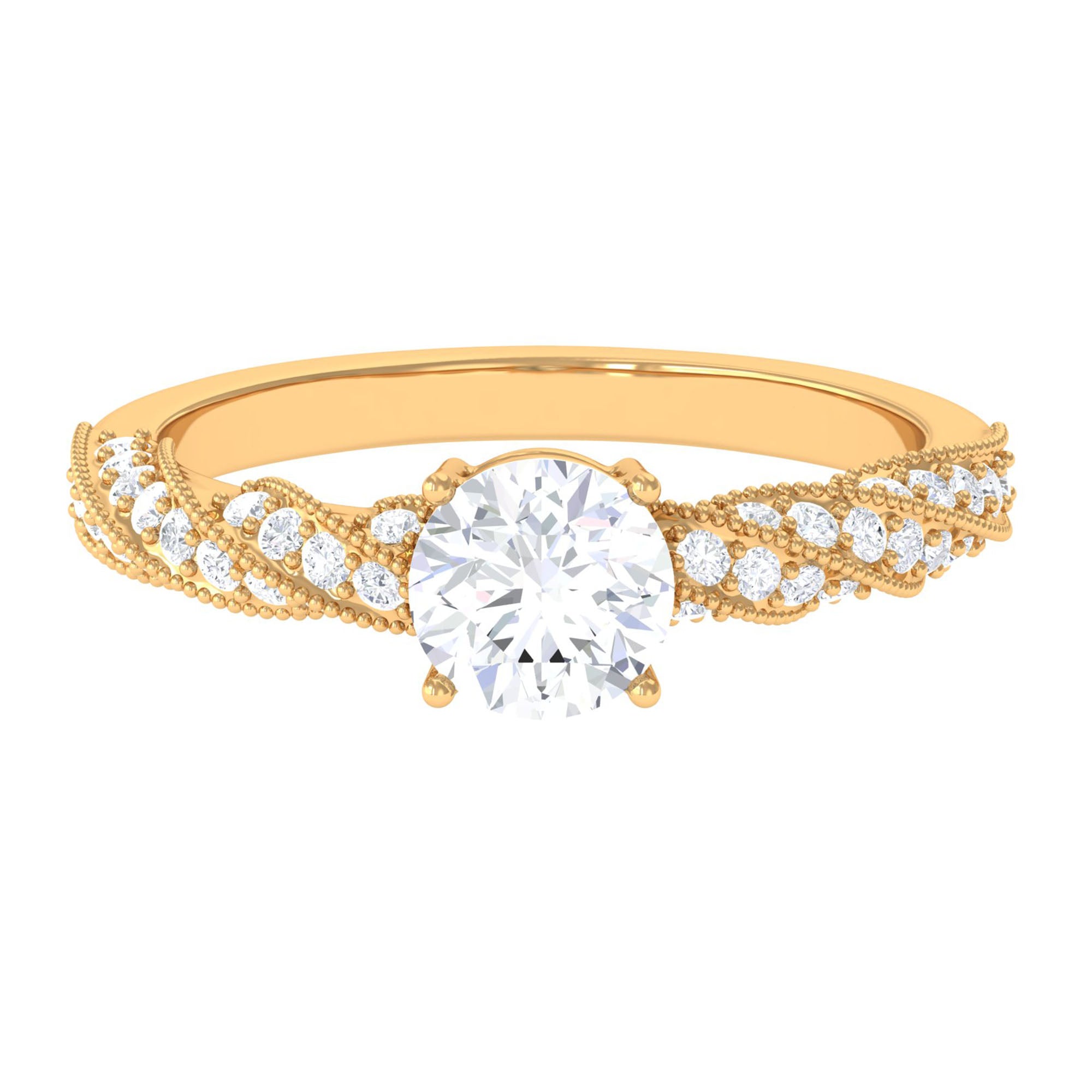 Round Shape Lab Grown Diamond Solitaire Engagement Ring Lab Grown Diamond - ( EF-VS ) - Color and Clarity - Vibrant Grown Labs