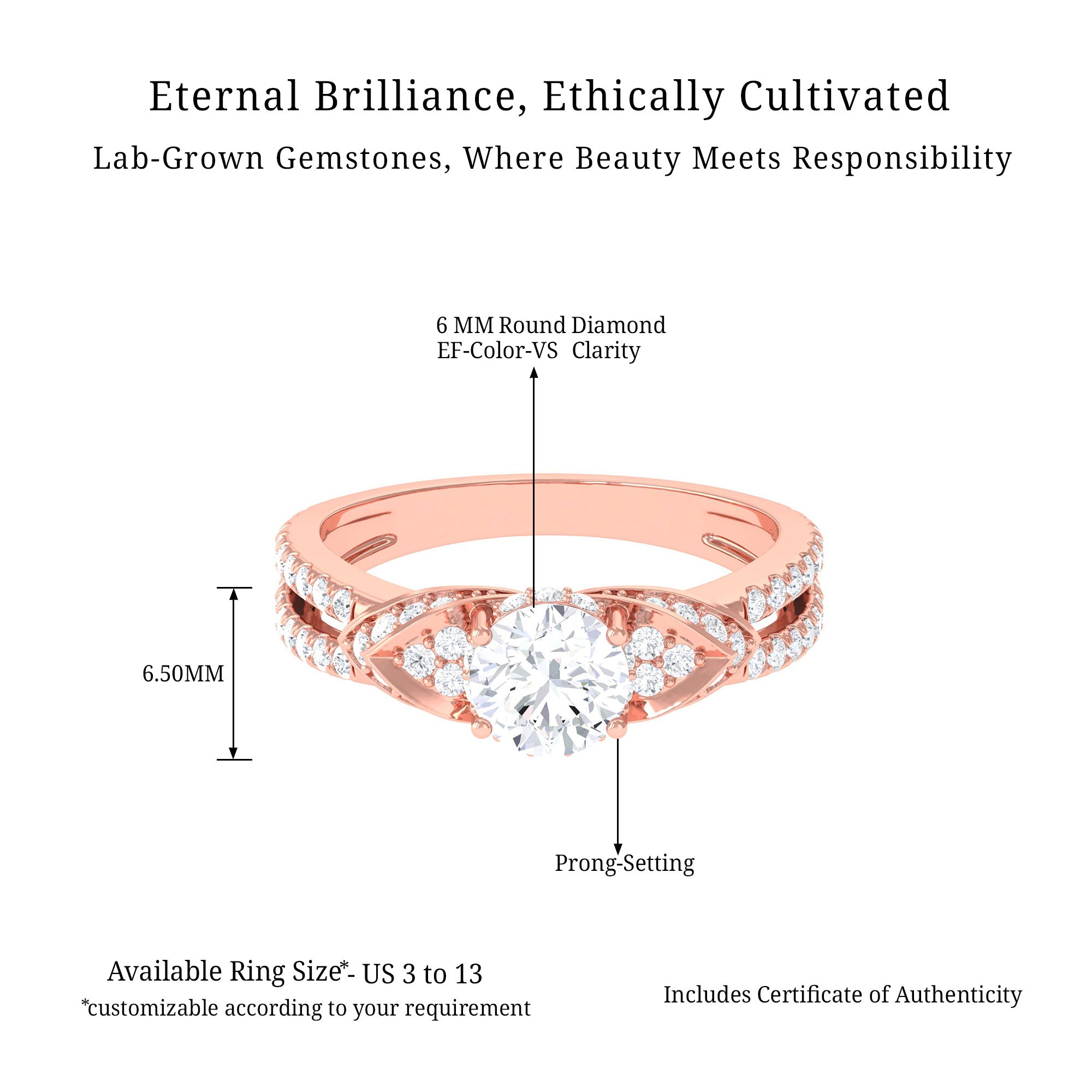 Vibrant Grown Labs-Classic Lab Grown Diamond Engagement Ring