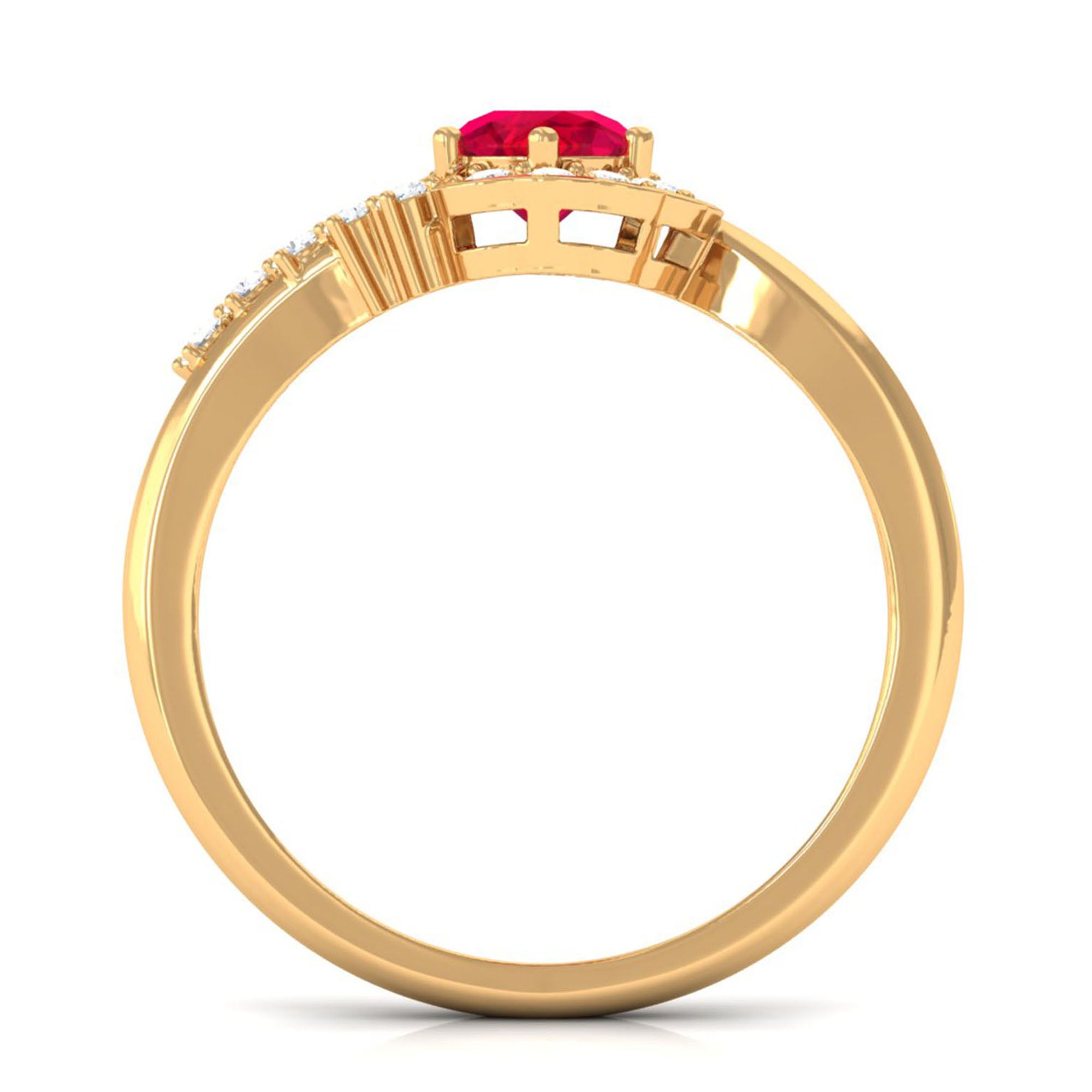 Vibrant Grown Labs-Lab Grown Ruby Minimal Promise Ring with Halo