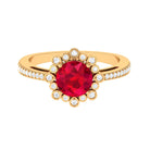 Vibrant Grown Labs-Lab Grown Ruby Vintage Engagement Ring with Lab Grown Diamond