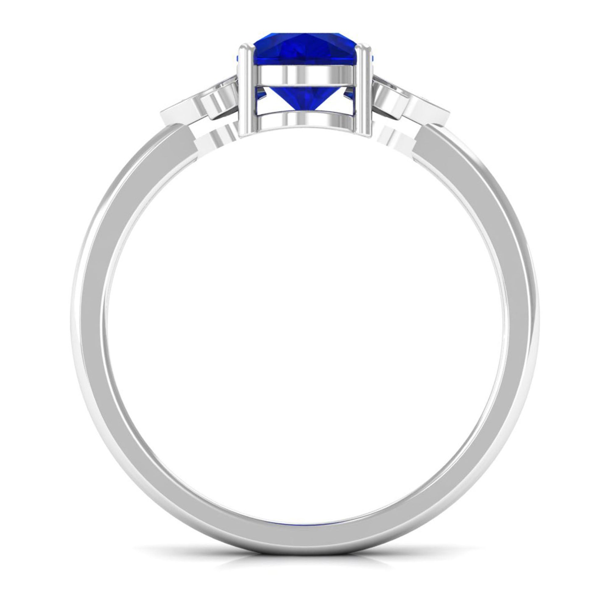 Vibrant Grown Labs-Nature Inspired Lab Grown Blue Sapphire Solitaire Engagement Ring with Accent