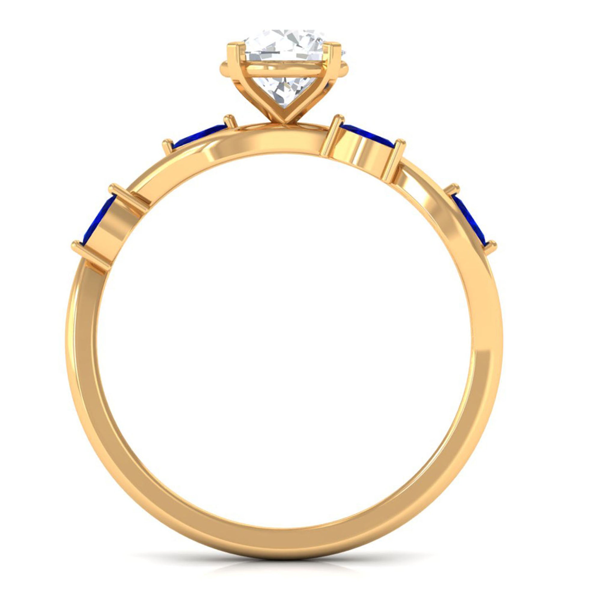 Nature Inspired Lab Grown Diamond Promise Ring with Sapphire Lab Grown Diamond - ( EF-VS ) - Color and Clarity - Vibrant Grown Labs