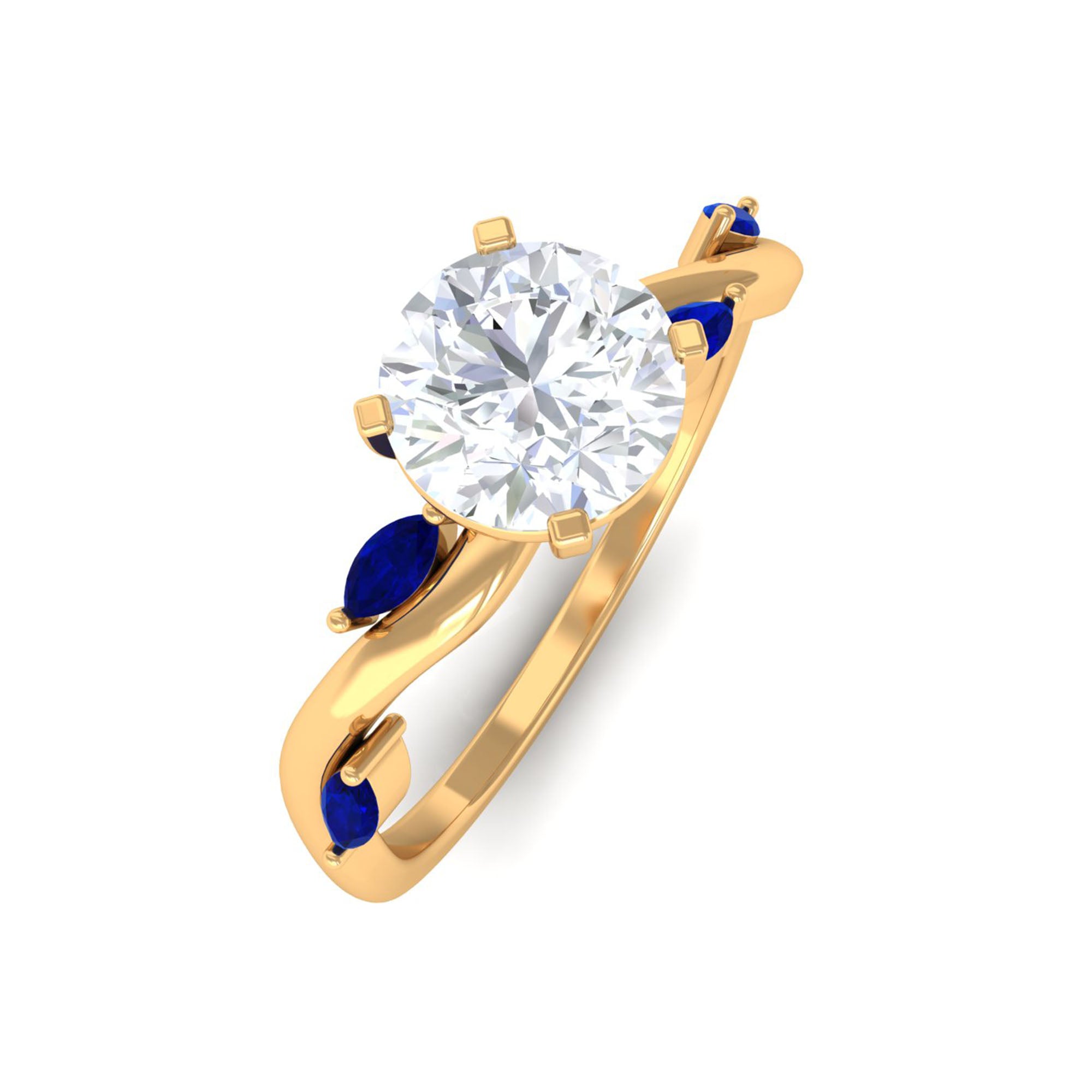 Nature Inspired Lab Grown Diamond Promise Ring with Sapphire Lab Grown Diamond - ( EF-VS ) - Color and Clarity - Vibrant Grown Labs