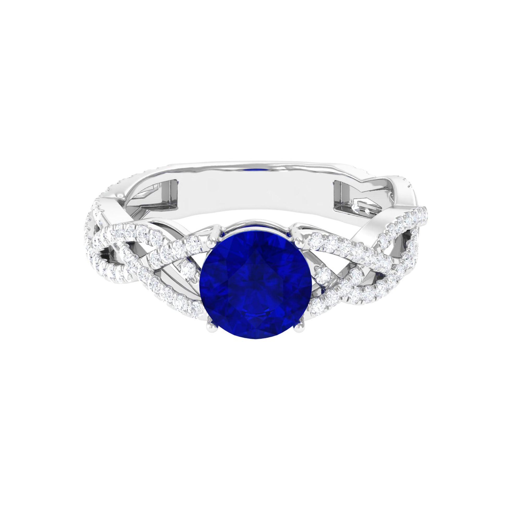 Vibrant Grown Labs-Lab Grown Blue Sapphire Solitaire Engagement Ring