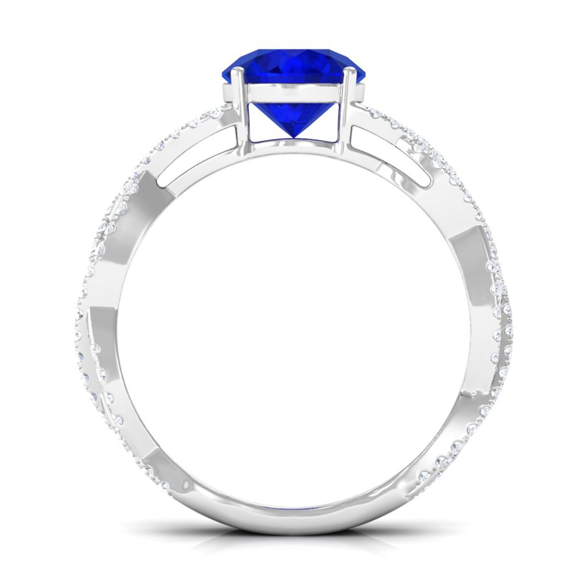 Vibrant Grown Labs-Lab Grown Blue Sapphire Solitaire Engagement Ring