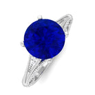 Vibrant Grown Labs-Lab Grown Blue Sapphire Solitaire Engagement Ring with Accent