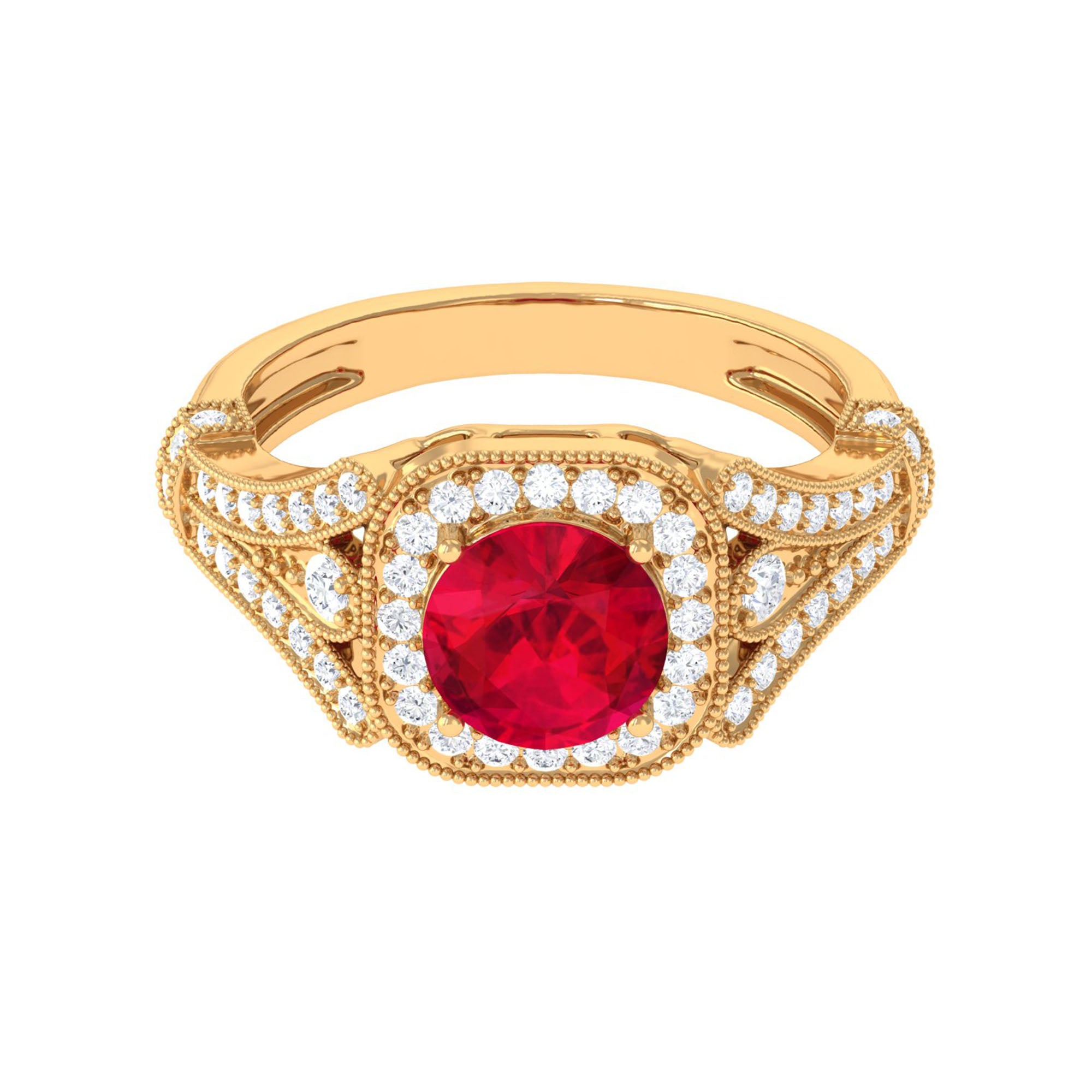 Vibrant Grown Labs-Classic Lab Grown Ruby Engagement Ring