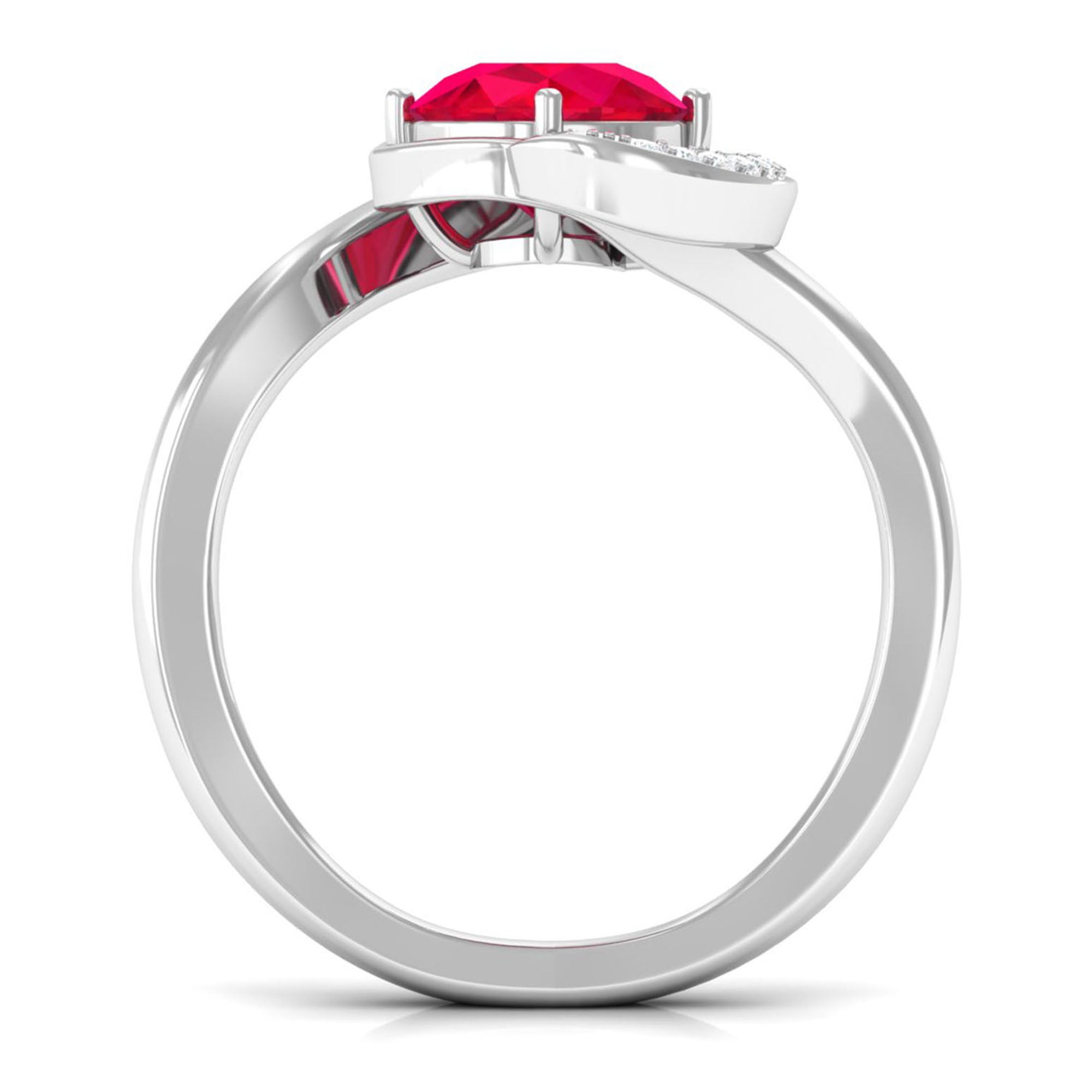 Vibrant Grown Labs-Classic Lab Grown Ruby Engagement Ring with Accent