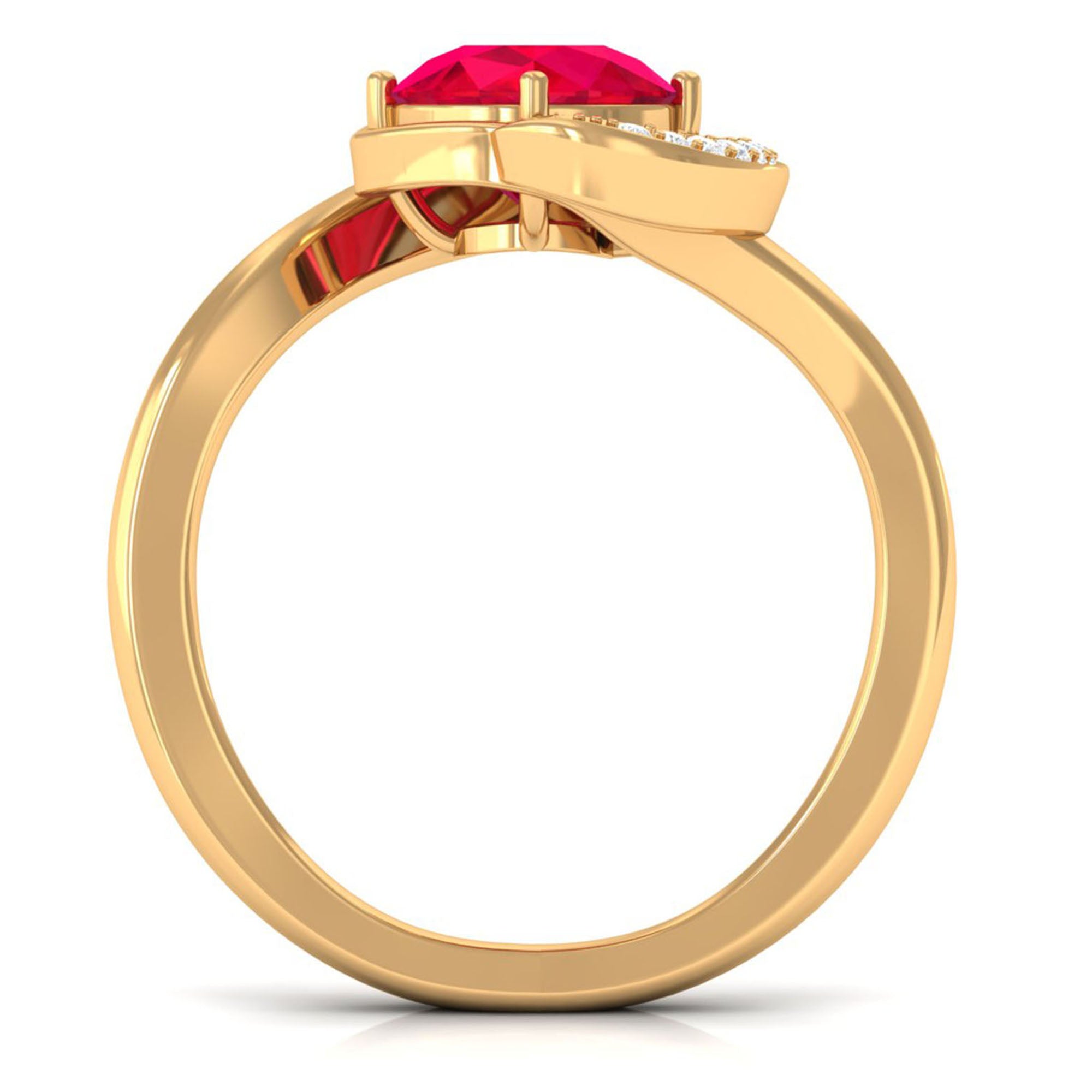 Vibrant Grown Labs-Classic Lab Grown Ruby Engagement Ring with Accent