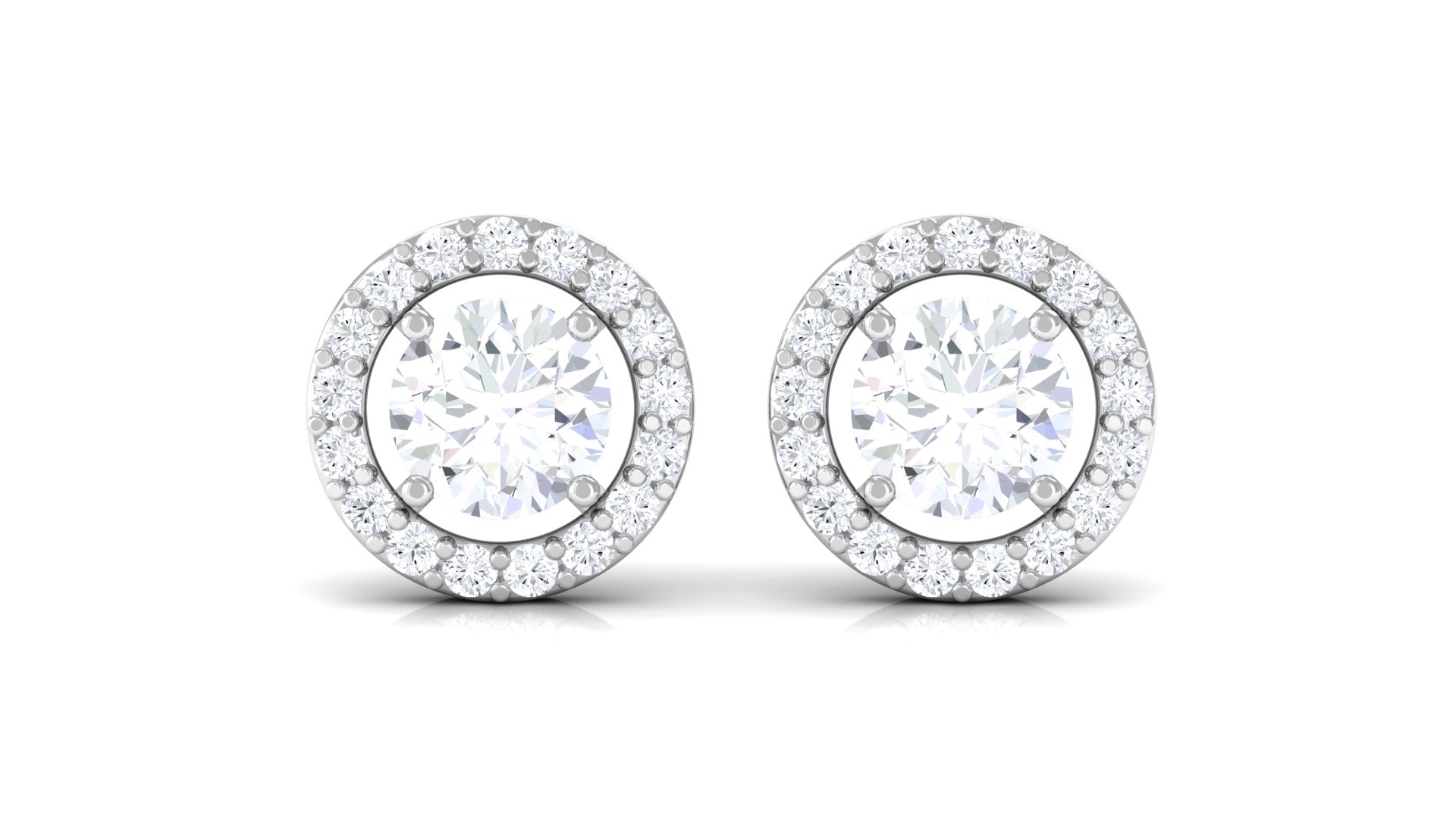 Lab Grown Diamond Halo Screw Back Stud Earrings Lab Grown Diamond - ( EF-VS ) - Color and Clarity - Vibrant Grown Labs