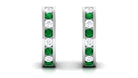 Lab Grown Emerald Hoop Earrings With Lab Grown Diamond Lab Created Emerald - ( AAAA ) - Quality - Vibrant Grown Labs