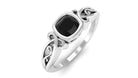 Cushion Cut Lab Grown Black Diamond Solitaire Promise Ring Lab Created Black Diamond - ( AAAA ) - Quality - Vibrant Grown Labs